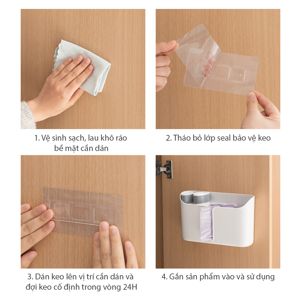Giỏ nhựa đựng túi rác treo sau cánh tủ