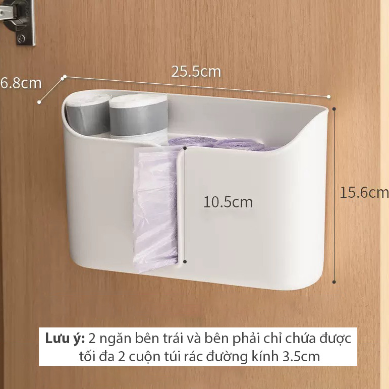 Giỏ nhựa đựng túi rác treo sau cánh tủ