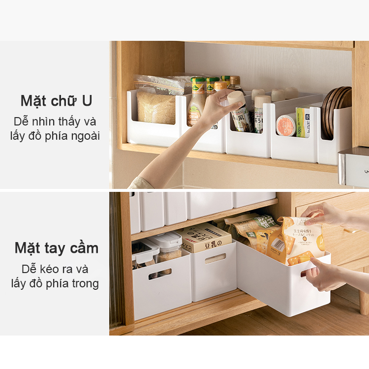 Hộp nhựa đựng đồ tủ bếp kiểu chữ U có thể xếp chồng